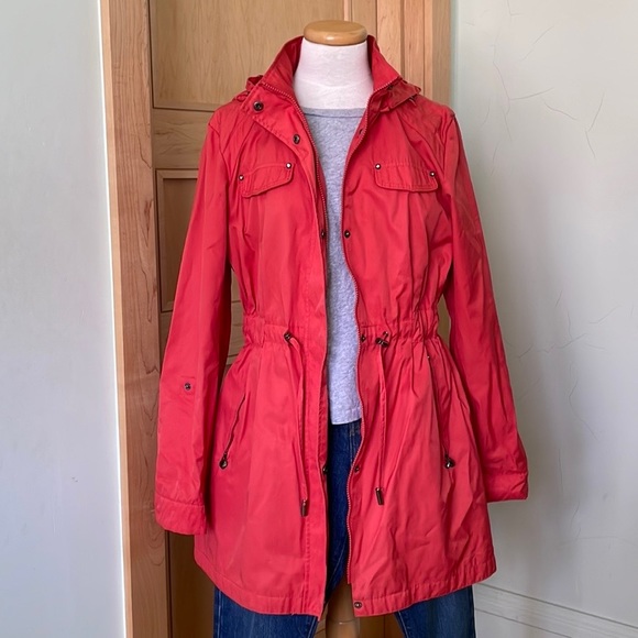 Laundry By Shelli Segal Orange Trench Rain Windbreaker, Size XL - Picture 1 of 15